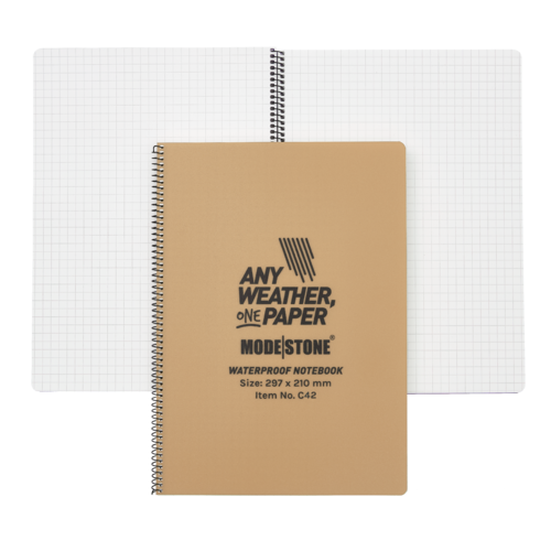 MS-C42 Modestone C42 Side Spiral Notepad A4 210x297mm - 50 sheets - TAN